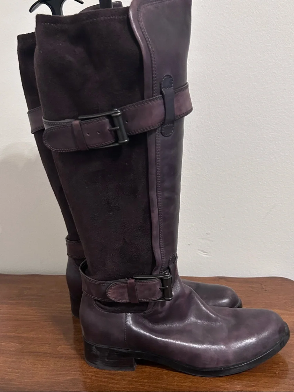 Cole Haan Whitley Brown Leather Suede Riding Buckle Boots Size 8 Nike Air